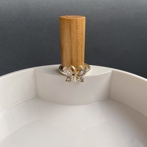 925 Sterling Silver Ring, Butterfly with Clear Cubic Zirconia Stones, Size 6